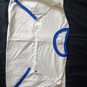 Champion Cream and Blue Short Sleeve Tee